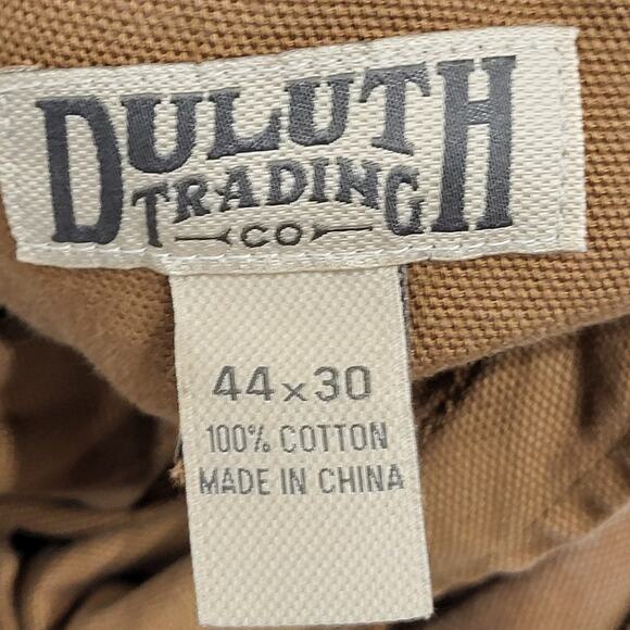 Duluth Trading Co Pants Mens Tan Canvas Fleece Lined Cargo Workwear 44X30 - Picture 4 of 5